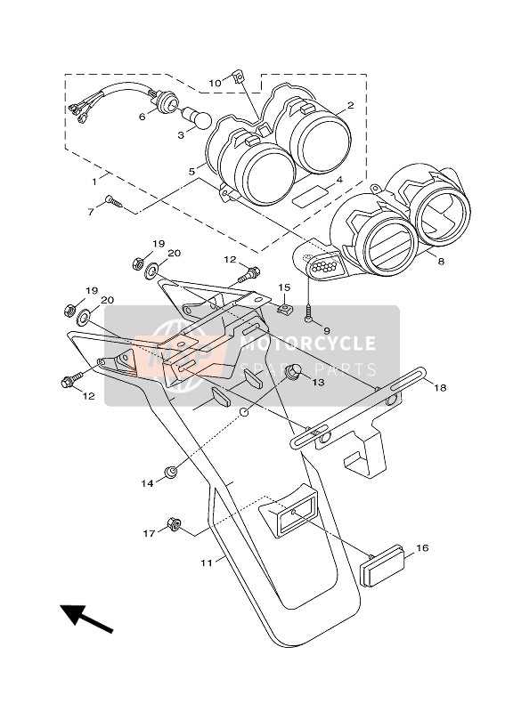 5S9H47160100, Couvercle,  Feu Arrie, Yamaha, 0